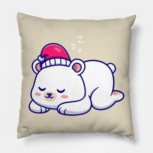 Cute Polar Bear Sleeping Cartoon Pillow