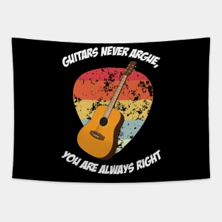 Retro Acoustic Guitar Plectrum Graphic Design and Guitarist Tapestry