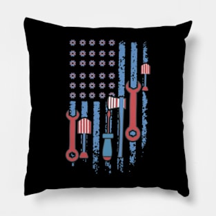 America Flag with working tools laborer happy labor day tee Pillow