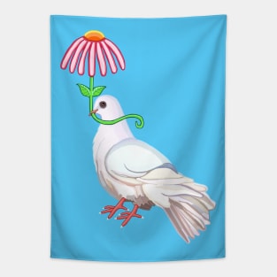 Dove with Flower Umbrella Tapestry