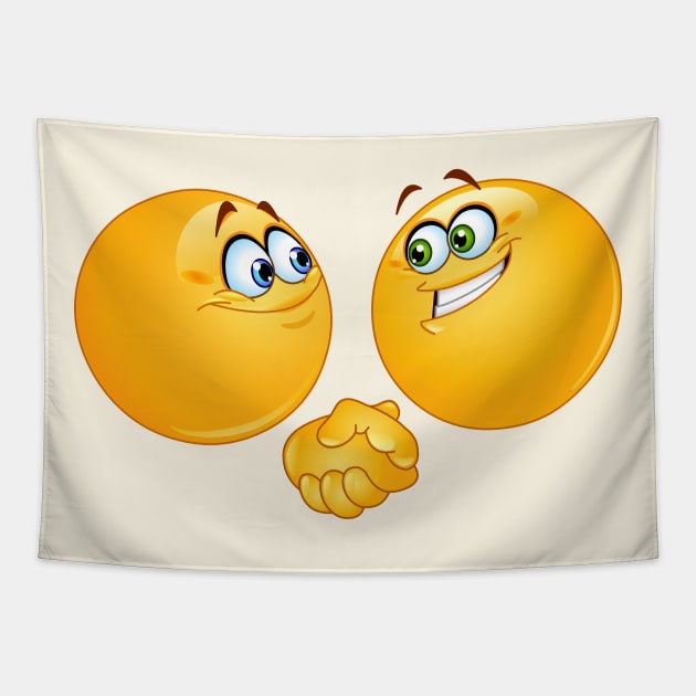 Two Smiling Emoji Shaking Hands