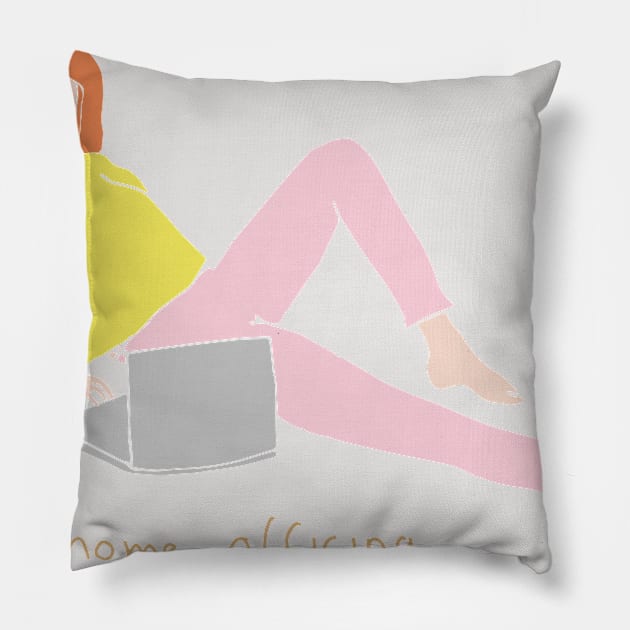 Home officing girl Pillow by nandawatts