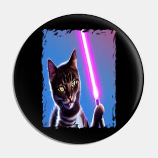 Fun Cat Print ~ AI Art ~ Fantasy Cat ~ Sci-fi Cat ~ Cats with Lightsabers Pin