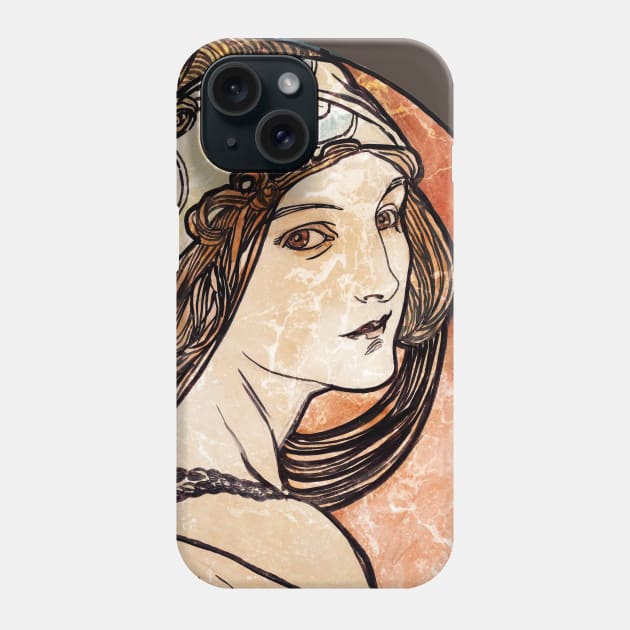 Pretty Art Nouveau Girl Phone Case by Heartsake