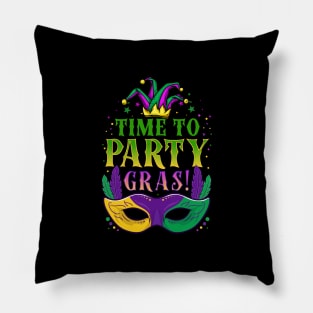 Time To Party Gras - Mardi Gras Beads Gift Pillow