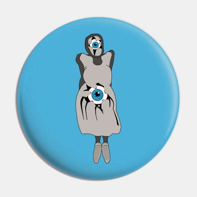 Creepy Woman With Eyeballs Pin by Zenferren