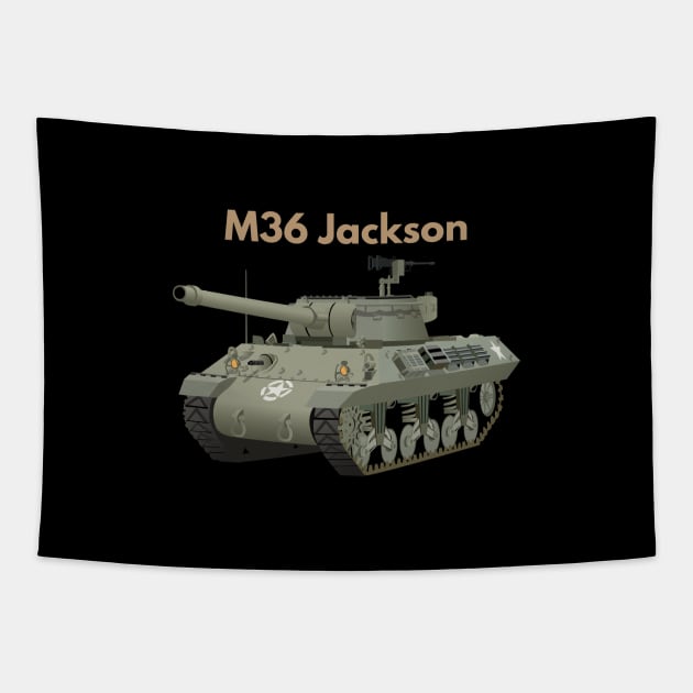 M36 Jackson American WW2 Tank Destroyer Tapestry by NorseTech