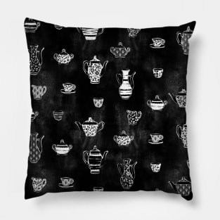 Black and White Tea Party Pillow