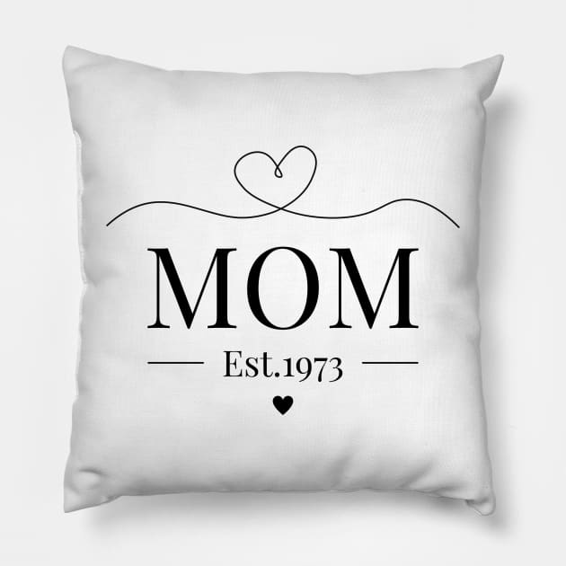 Mom Est 1973 Pillow by Beloved Gifts