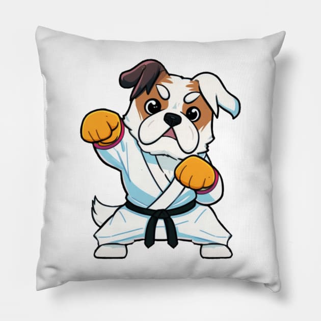 Dog Knows Karate Pillow by via-colab