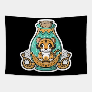 Cute Baby Tiger in a Genie Bottle Tapestry