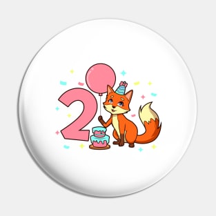 I am 2 with fox - girl birthday 2 years old Pin