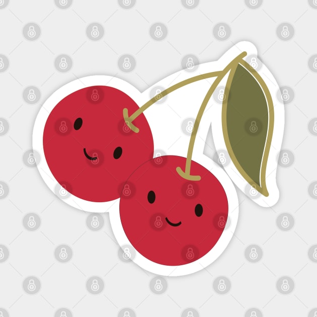 Cute Kawaii Red Cherries Magnet by Hedgie Designs