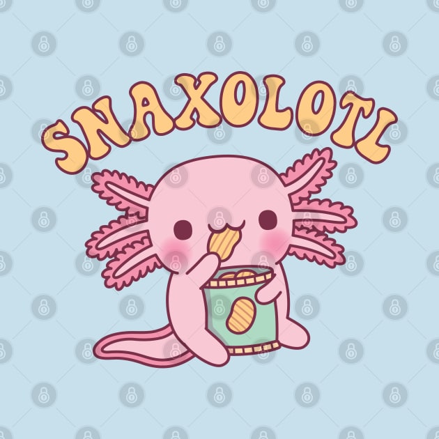 Funny Snaxolotl Axolotl Munching On Potato Chips by rustydoodle