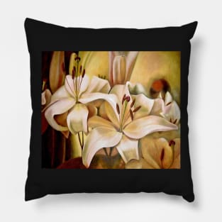 Lilly - Oil on canvas.  Painting by Avril Thomas. South Australian Artist. Pillow