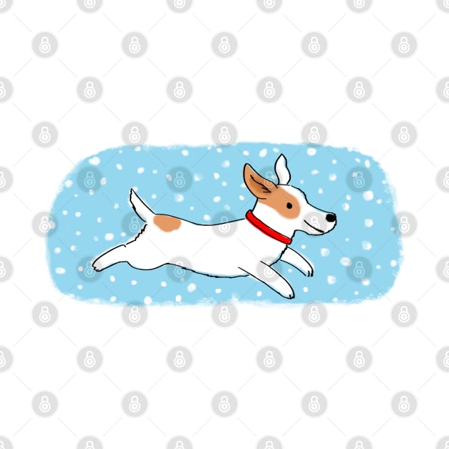 Snow Dog Holiday | Cute Jack Russell Terrier Puppy by Coffee Squirrel
