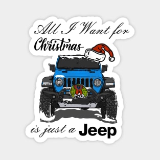 Christmas Jeep Light Blue Magnet