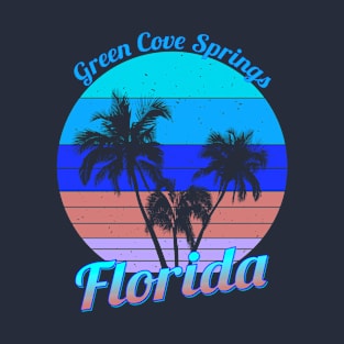 Green Cove Springs Florida Retro Tropical Palm Tree Vacation T-Shirt