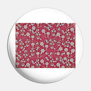 Decorative Red Floral Pattern Pin