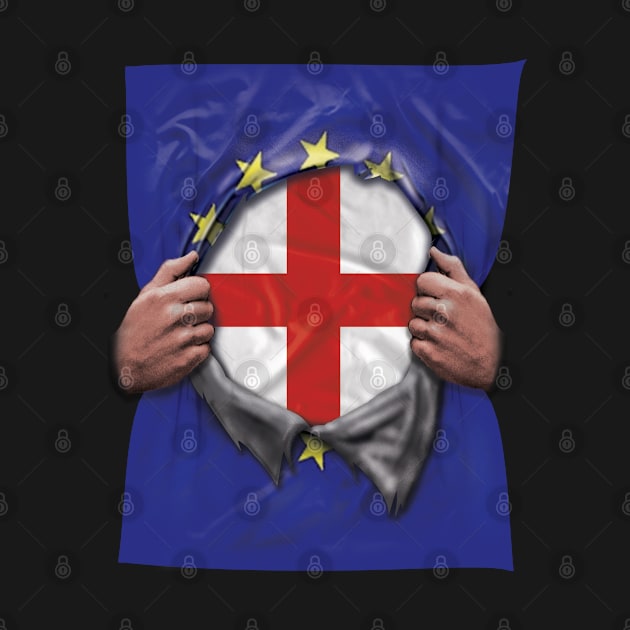 England Flag European Union Flag Ripped Open - Gift for European Union From England by Country Flags