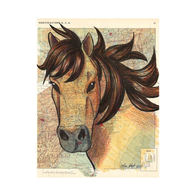 Chincoteague Pony on Map by lizstaley