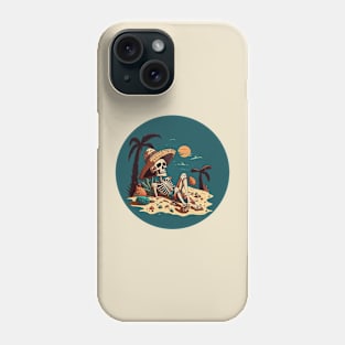 Skeleton chilling at the beach Phone Case