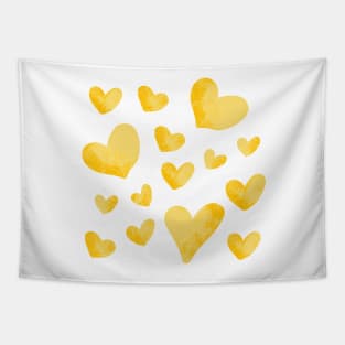 Golden Yellow Heart Pattern Tapestry