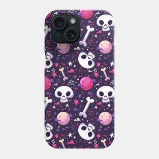 Skulls Bones Moon Stars Fun Halloween Cute Creepy Spooky Design Phone Case