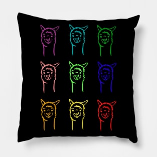 Colourful Alpaca and Llama Pillow