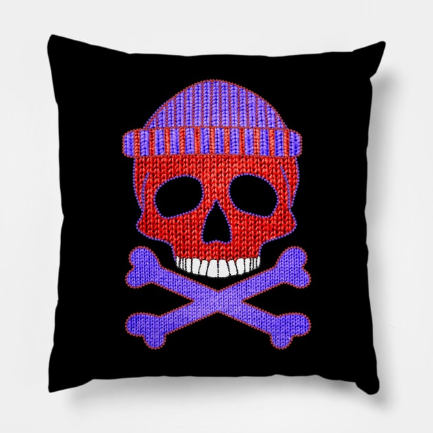 Beanie Skull and Knitted Crossbones Pillow by Nuletto