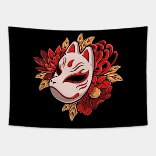 JAPANESE KITSUNE MASK ILLUSTRATION Tapestry