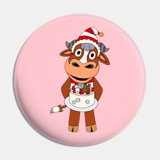 Angus the Christmas Cow Pin