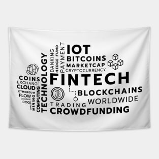 Fintech Word black Vector Tapestry