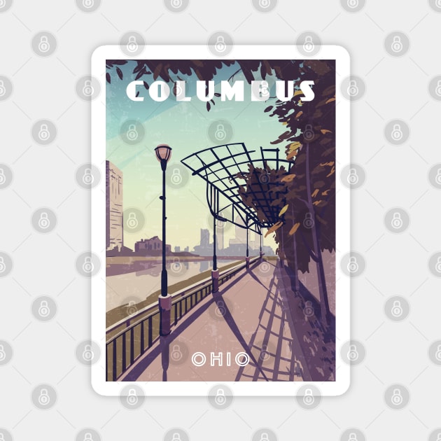 Columbus, Ohio, USA.Retro travel poster Magnet by GreekTavern