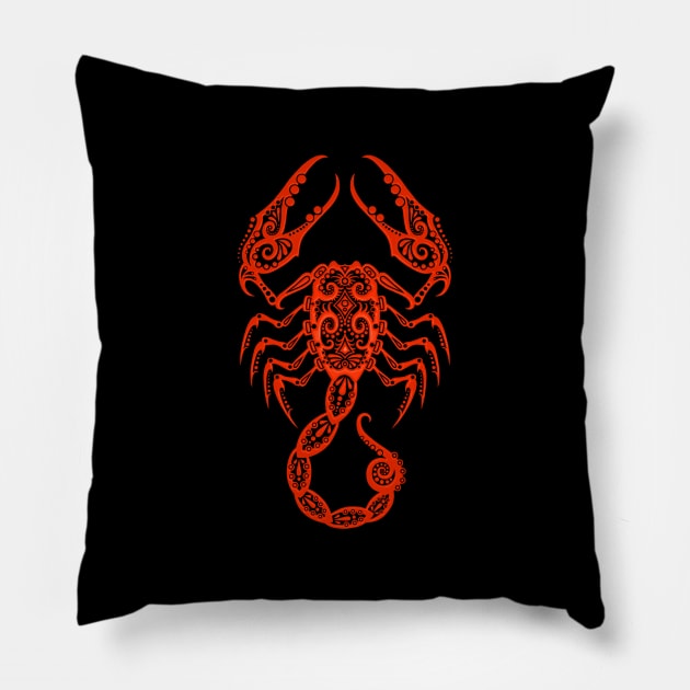 Red Scorpio Zodiac Sign Pillow by jeffbartels