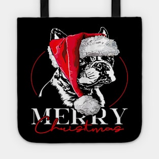 Santa Boston Terrier Merry Christmas Dog Mom Gift Tote