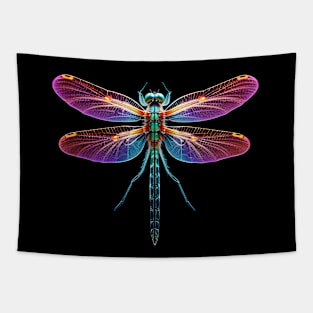 Glowing Neon Dragonfly Tapestry