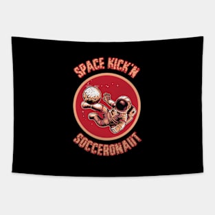 Socceronaut Space Kick'n | Astronaut Kicking The Moon Tapestry