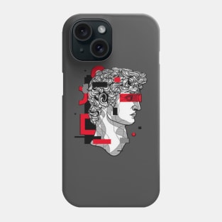 David Sculpture glitch red modern style T shirt, David Bust T shirt, Contemporary Art T shirt, Renaissance, Baroque, Michelangelo, Aesthetic clothing Phone Case