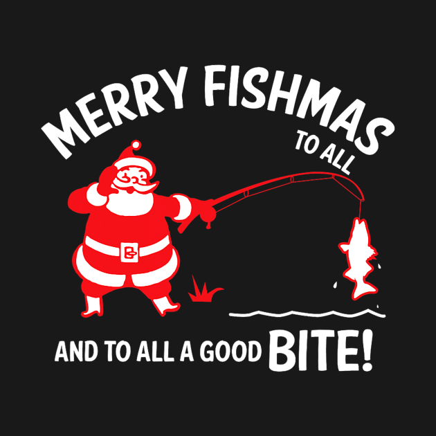 Merry Fishmas to All Good Bite Christmas Fishing Santa by kasperek