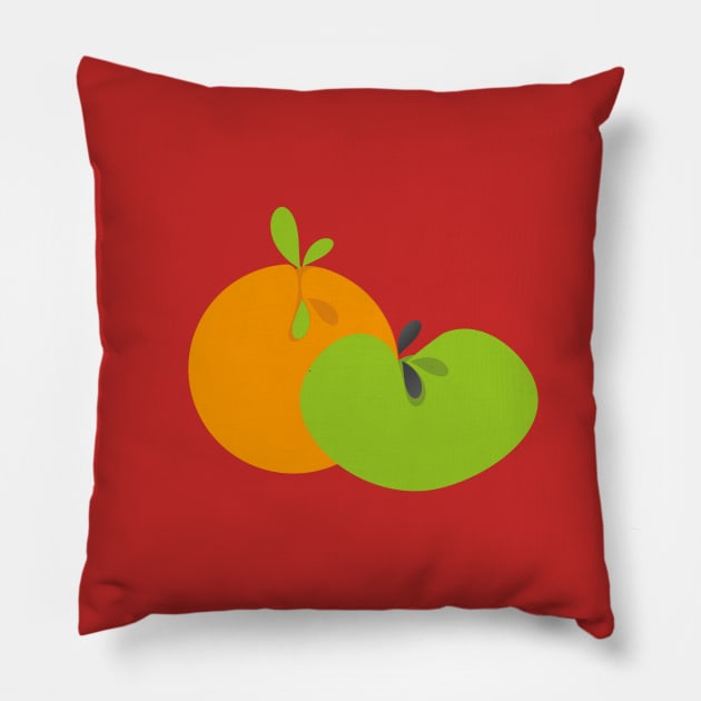 Orange and Apple Pop Art Fruit Pillow by oknoki