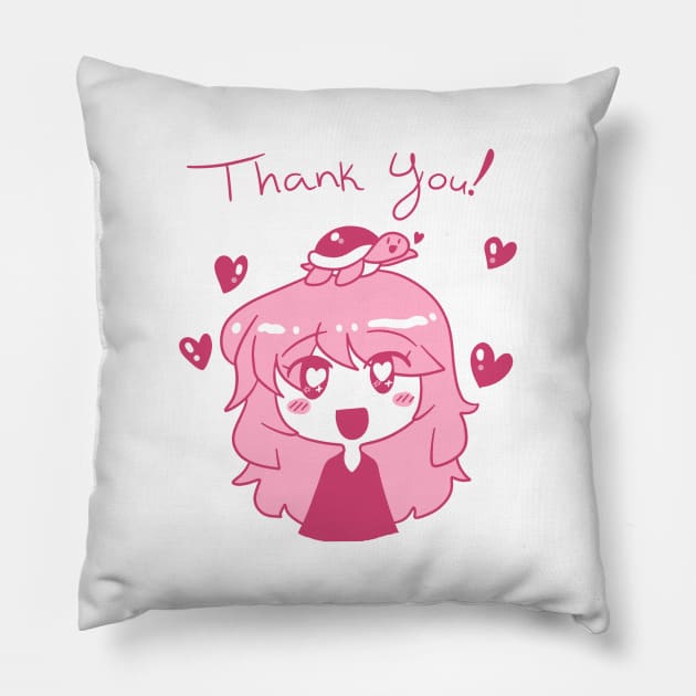 Thank You - Pink Turtle Girl Pillow by saradaboru