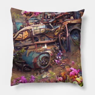 Flowers on Rust, Colorful Algoart Pillow