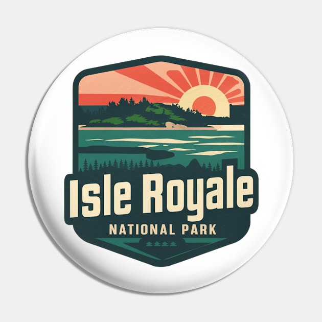 Retro Isle Royale National Park Pin by Perspektiva