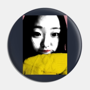 BEAUTIFUL FUNNY ASIAN GIRL POP ART COLOR Pin