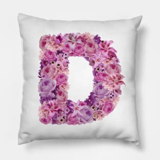 Pink Floral Letter D Pillow