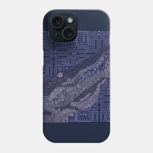 A Blue Decorated Crocodile on a Geometrical Pattern Phone Case