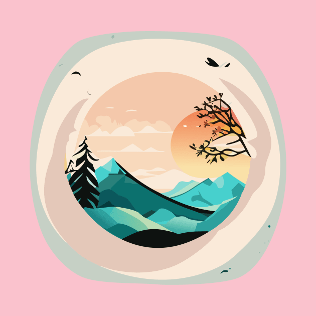 a nature-inspired t-shirt design featuring serene landscapes and wildlife. Utilize a soft color palette and intricate details to capture the beauty of the outdoors, tipseason3 by goingplaces