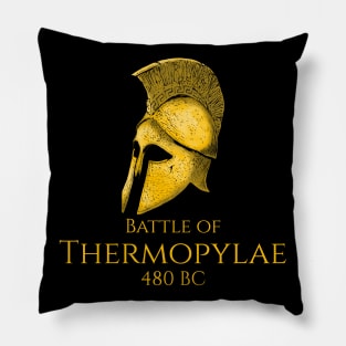 Ancient Greek History Spartan Helmet Battle Of Thermopylae Pillow