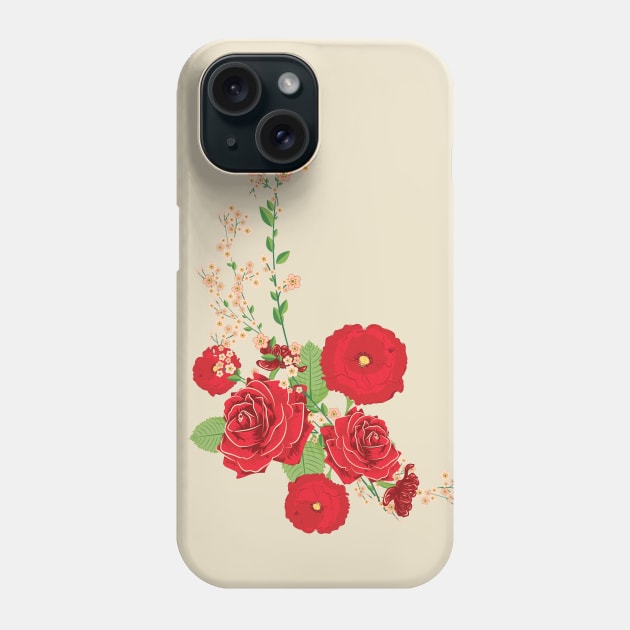 Red Roses and Poppies Ornament Phone Case by AnnArtshock